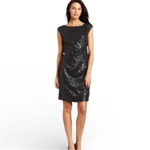 Kenneth Cole Dark Gray Sequin Sheath Dress Small | Cocktail Party Holiday